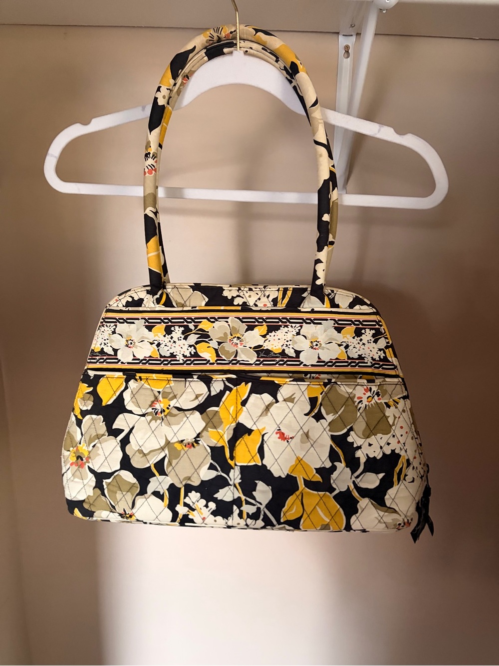 Vera Bradley Quilted Shoulder Bag in Yellow & Black